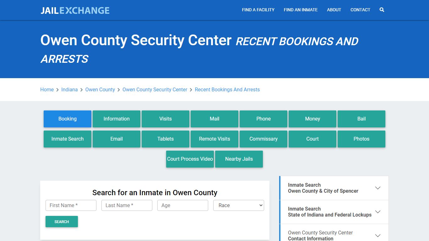 Owen County Security Center Recent Bookings And Arrests - Jail Exchange