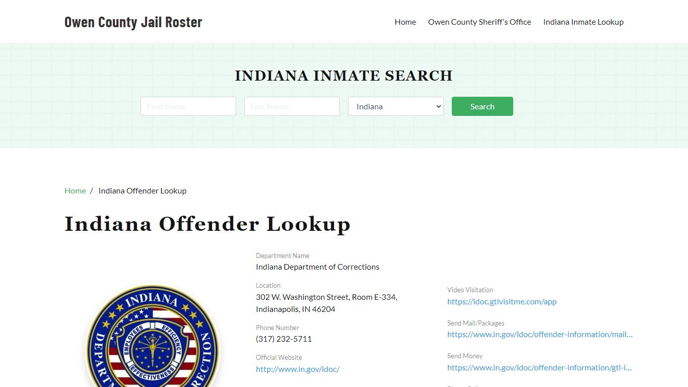 Indiana Inmate Search, Jail Rosters - Owen County Jail